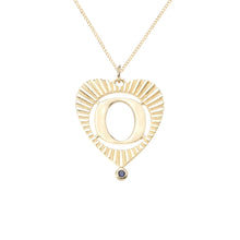 Large Fluted Sunbeam Heart Gemstone Letter Charm