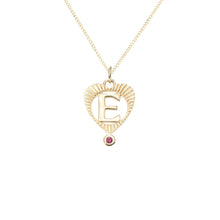 Mini Fluted Sunbeam Heart Gemstone Letter Charm