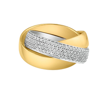 Wide Gold & Diamond Trinity Band Ring  Edit alt text