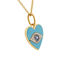 Turquoise Heart Evil Eye Pendant Necklace