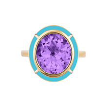 Melange Oval Shape Semi Precious Stone Ring