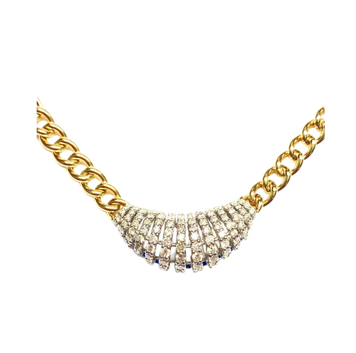 Diamond Shell Necklace on Cuban Link Chain