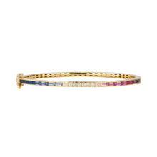 Classic Ombre Sapphires & Diamond Baguette Bangle Bracelet