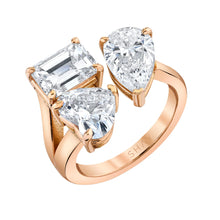 Heart, Teardrop, & Emerald Cut Diamond Triple Threat Ring