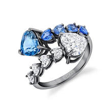 Ceylon Blue Sapphire & Diamond Heart Bypass Ring