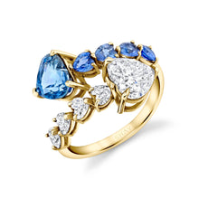 Ceylon Blue Sapphire & Diamond Heart Bypass Ring