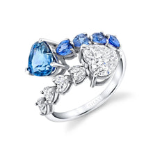 Ceylon Blue Sapphire & Diamond Heart Bypass Ring