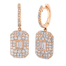 Pave Diamond Baguette Drop Earrings