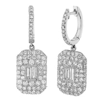 Pave Diamond Baguette Drop Earrings