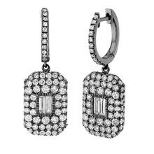 Pave Diamond Baguette Drop Earrings
