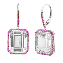 Pink Sapphire & White Topaz Portrait Gemstone Drop Earrings