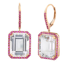 Pink Sapphire & White Topaz Portrait Gemstone Drop Earrings