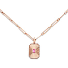 Pink Sapphire Radiant Deco Pendant Necklace