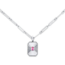 Pink Sapphire Radiant Deco Pendant Necklace