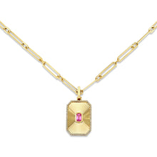 Pink Sapphire Radiant Deco Pendant Necklace
