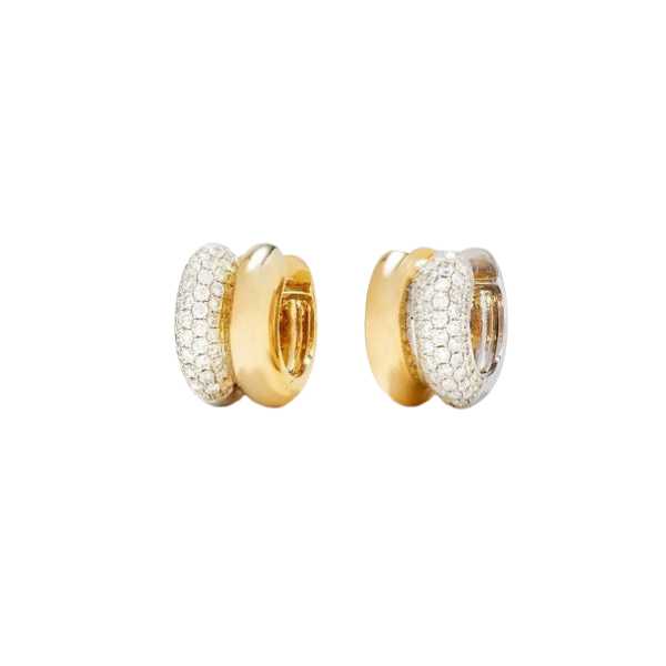 Mini Diamond Paire de Creoles Bouees Wide Huggie Hoop Earrings