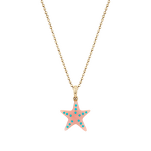 Turquoise & Pink Opal Starfish Charm Necklace