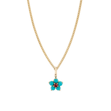 Tourmaline & Diamond or Turquoise Aurora Charm Necklace