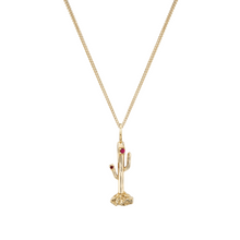 Ruby Blossom Cactus Charm Necklace