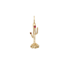 Ruby Blossom Cactus Charm Necklace