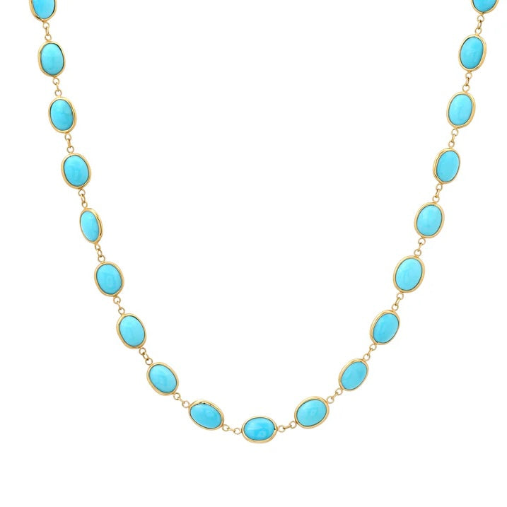 Oval Turquoise Chain Necklace