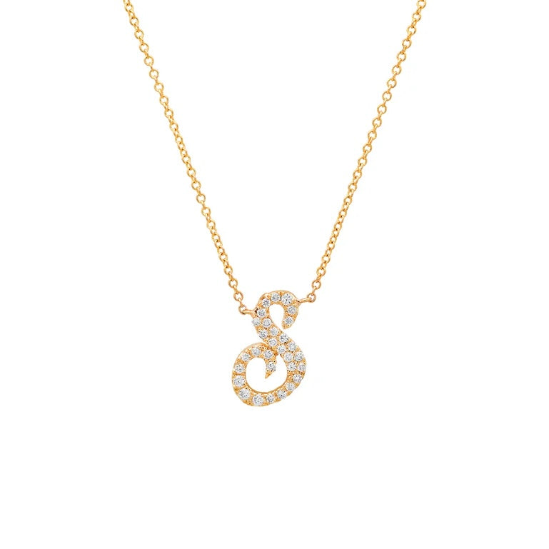 Mini Script Diamond Initial Necklace