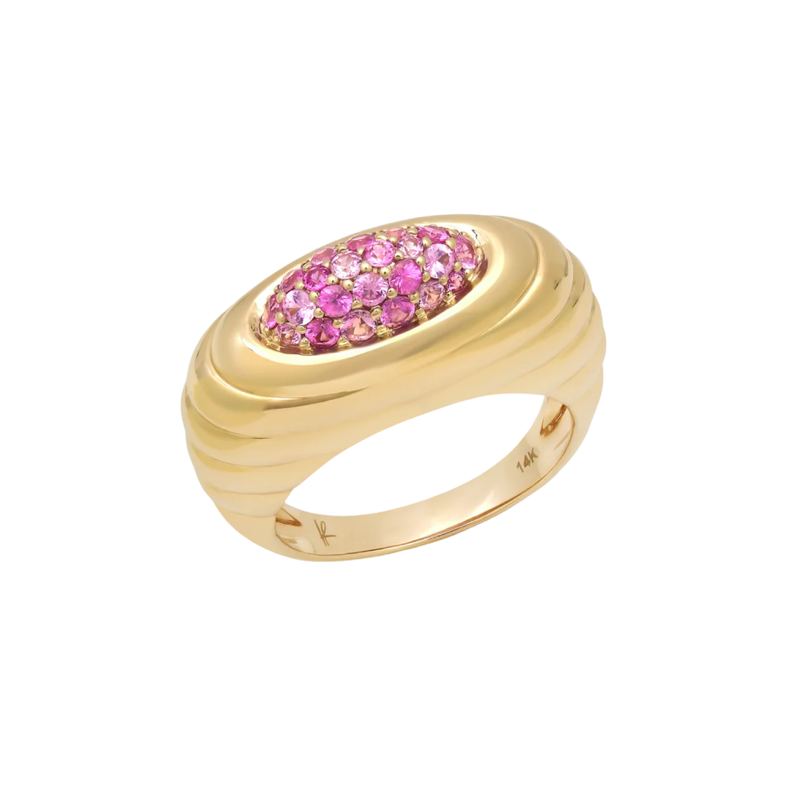 Fluted Gemstone or Diamond Current Ring