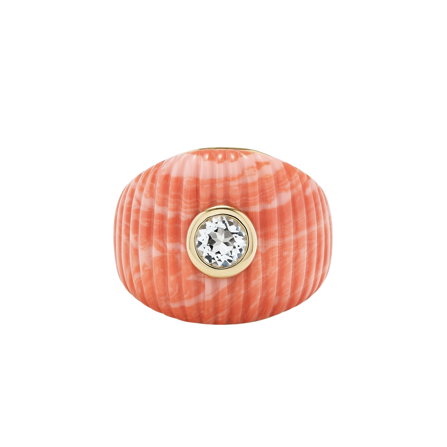 Maxi Berlingot Fluted Dome Ring & Topaz Bezel
