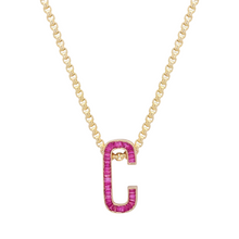 Slide-On Gemstone or Diamond Encrusted Initial Charm Necklace