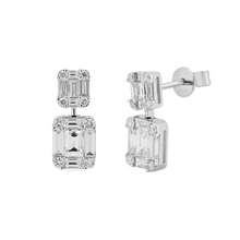 Diamond Illusion Double Drop Stud Earrings