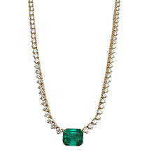 Statement Emerald Cut Emerald & Graduated Diamond Tennis Necklace