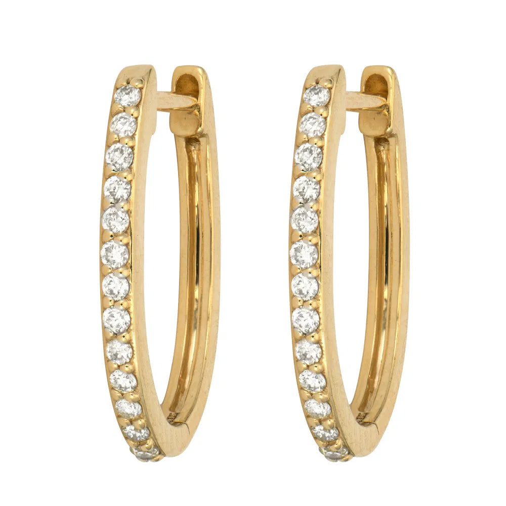 Classic Diamond Oval Hoop Earring