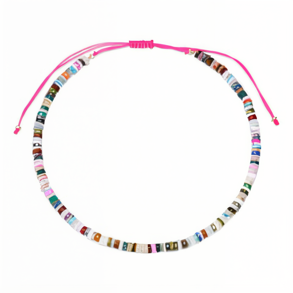 Multi Color Opal Adjustable Beaded Necklace