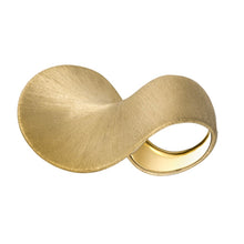 Brushed Satin Gold Dune Wave Ring