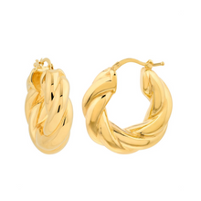 Twisted Puffy Gold Hoop Earrings