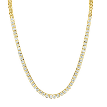 Bezel Set Emerald Cut Diamond Necklace