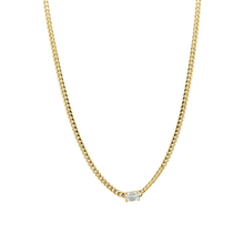 Cuban Link Lady Necklace with Emerald Cut Diamond