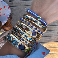 Oval Blue Zircon Bangle Bracelet