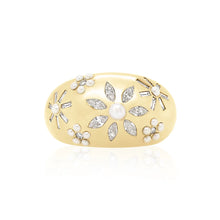 Pearl & Diamond Chunky Flora Nomad Ring