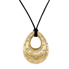 Large Teardrop Diamond Confetti Disc Pendant Necklace