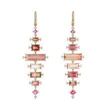 Bicolor Tourmaline & Diamond Geometric Drop Earrings