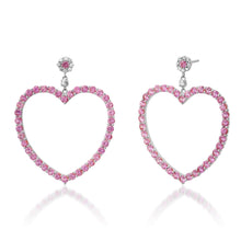 Pink Sapphire Jumbo Ooen Heart Earrings