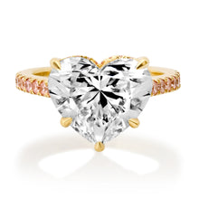 Lab Grown Diamond Heart Statement Ring with Pink Sapphire Band