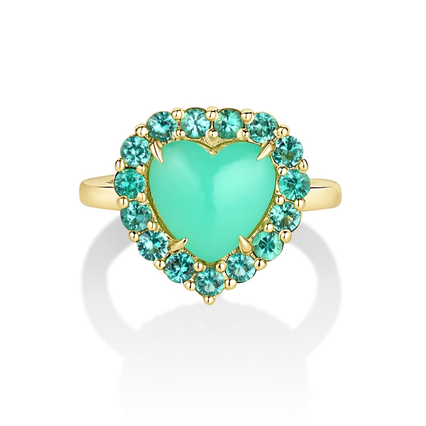 Chrysoprase & Emerald Dolly Heart Ring