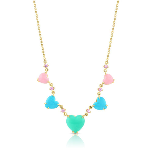 Multi Heart Lady Gemstone Necklace
