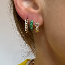 Mini Diamond Covered Curb Chain Link Earrings