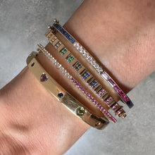 Mixed Sapphire & Diamond Heart Bangle Bracelet