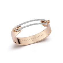 Morrell Gold Cuff Bangle Bracelet with Elongated Diamond Link