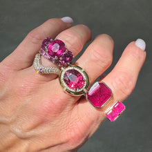 One of a Kind Three Stone Rubellite Tourmaline & Pink Tourmaline Statement Ring