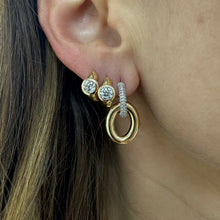 Oval Golden Loop & Pave Diamond Statement Earrings
